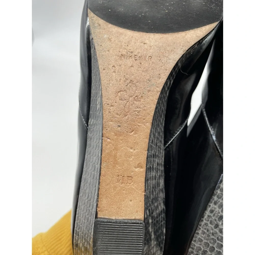 Cole Haan Black Patent Leather Peep-Toe Wedge Flats